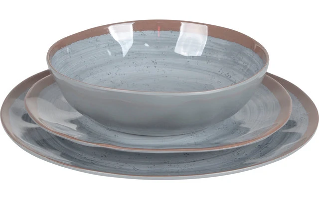 Bo-Camp Melamin Geschirr Set 12-tlg. Braun / Grau 4 Bo-Camp Melamin Geschirr Set 12-tlg. Braun / Grau – Bild 2